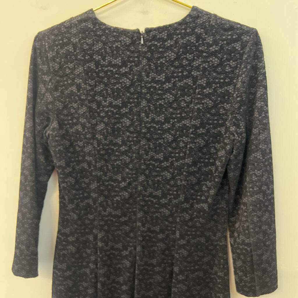 French Connection Black Velvet Lace Long Sleeve Dress 8