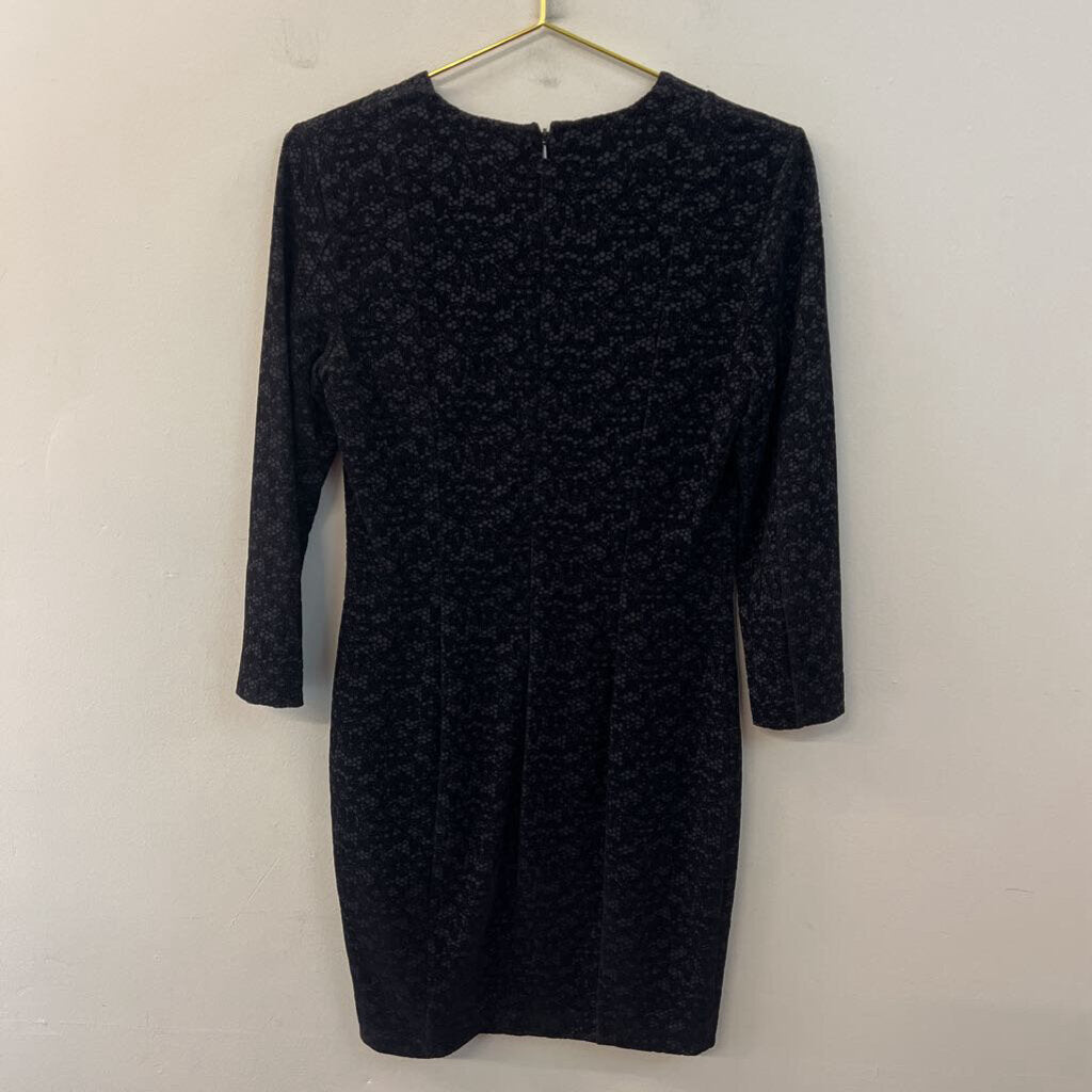 French Connection Black Velvet Lace Long Sleeve Dress 8