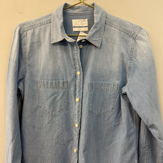 J Crew Blue Chambray Long Sleeve Button Down Top 4