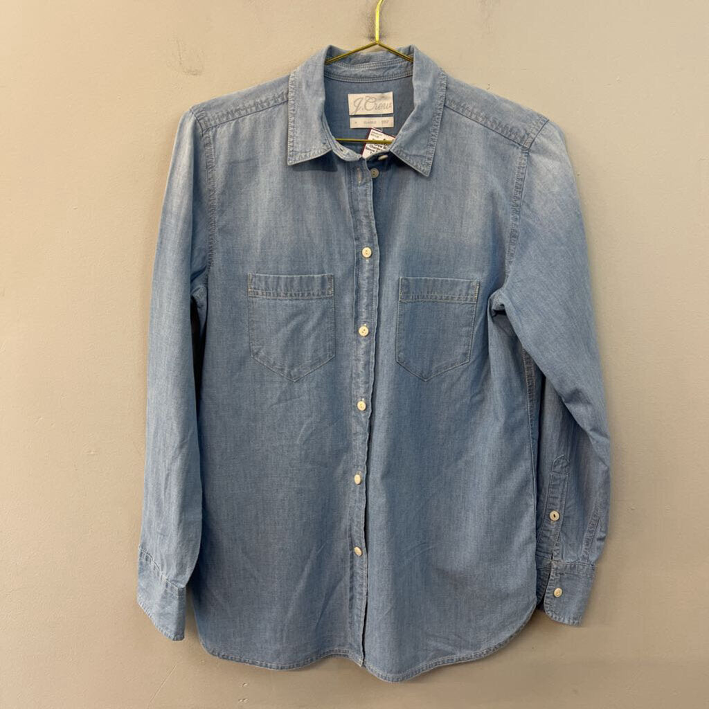 J Crew Blue Chambray Long Sleeve Button Down Top 4