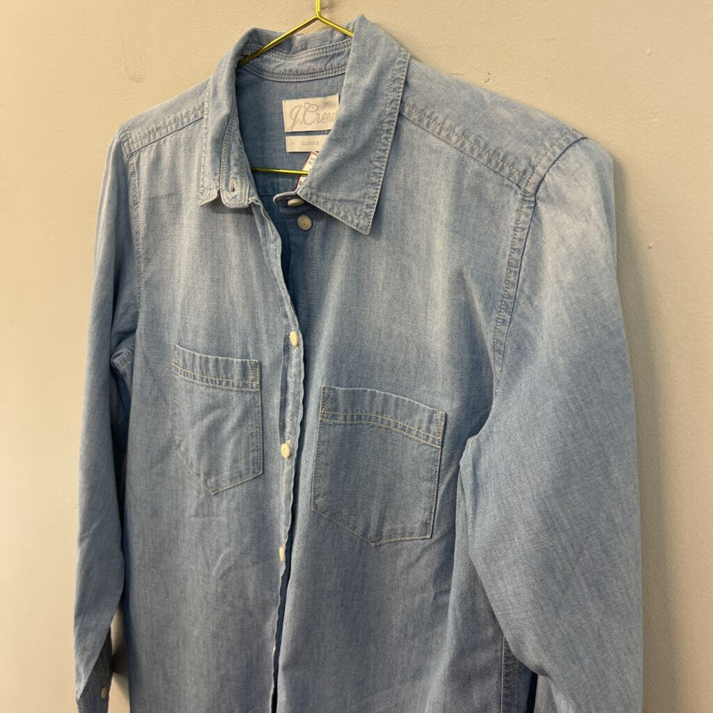 J Crew Blue Chambray Long Sleeve Button Down Top 4