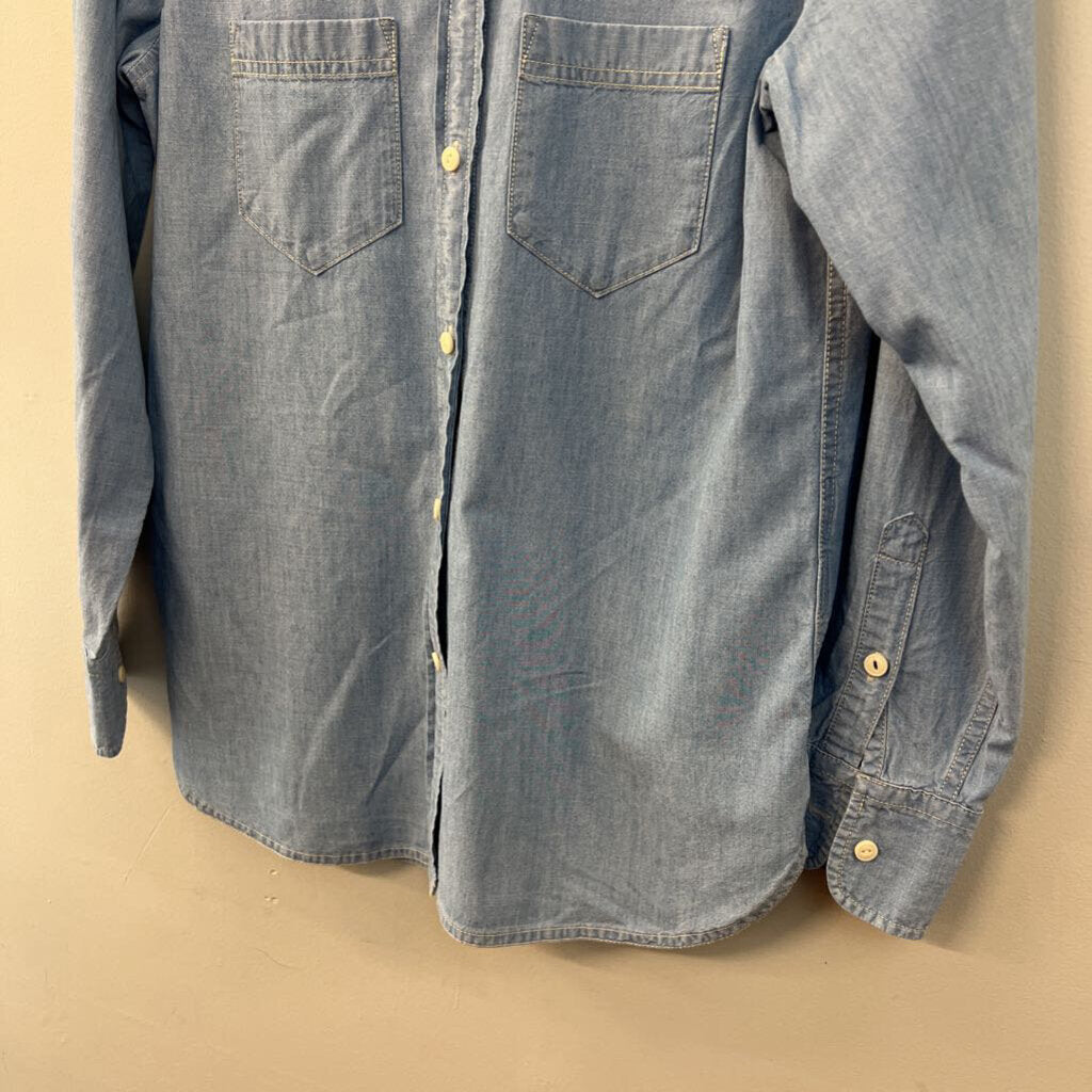 J Crew Blue Chambray Long Sleeve Button Down Top 4
