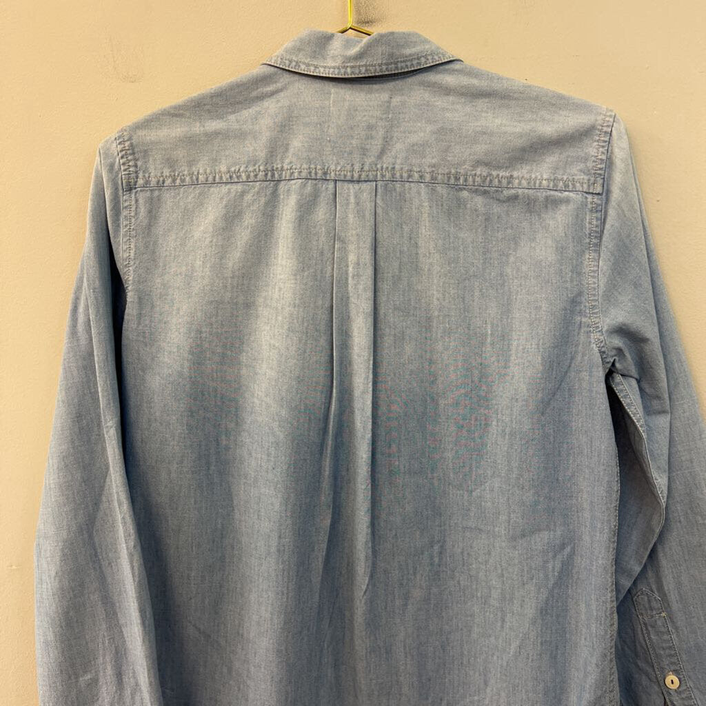 J Crew Blue Chambray Long Sleeve Button Down Top 4