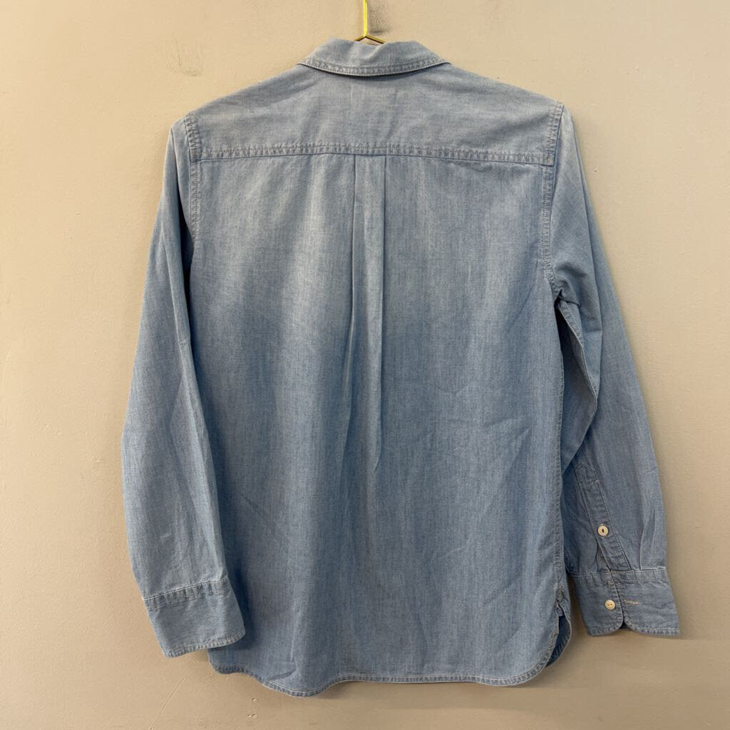 J Crew Blue Chambray Long Sleeve Button Down Top 4