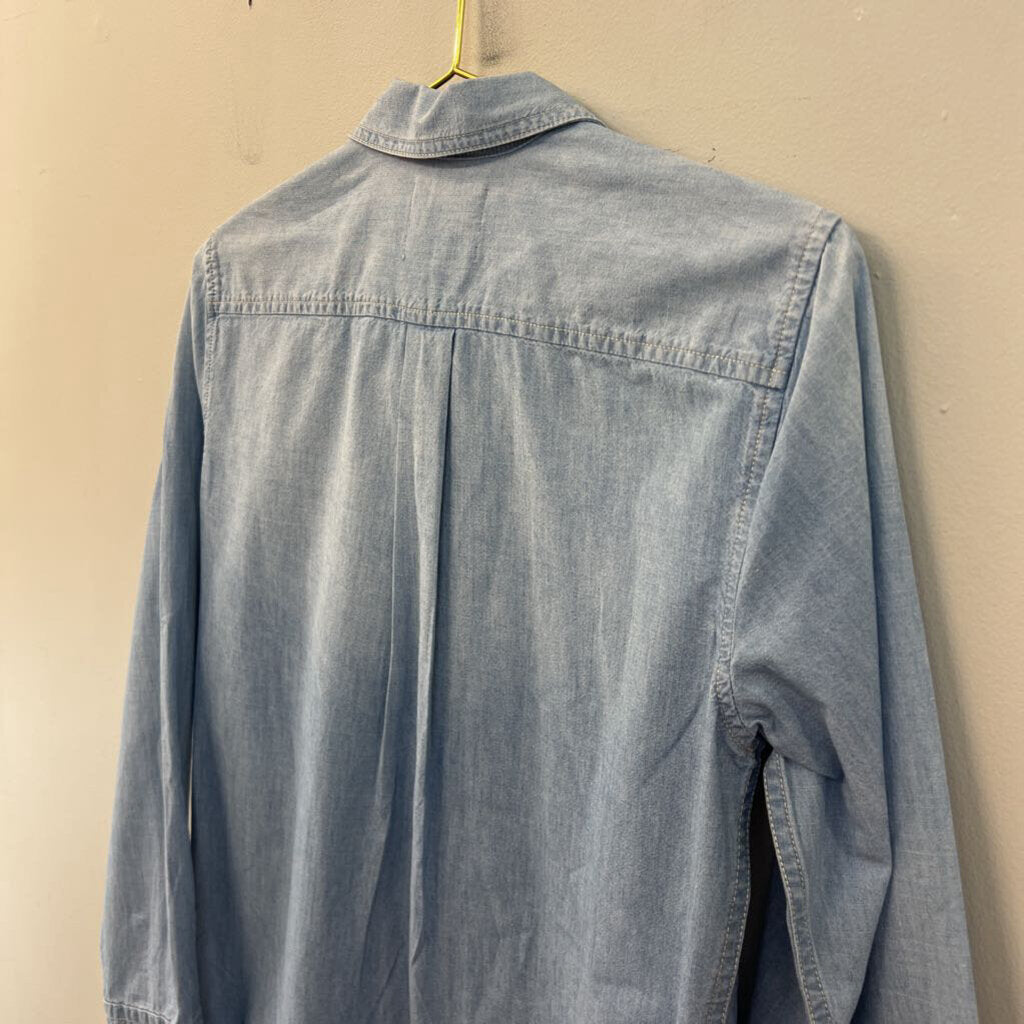J Crew Blue Chambray Long Sleeve Button Down Top 4