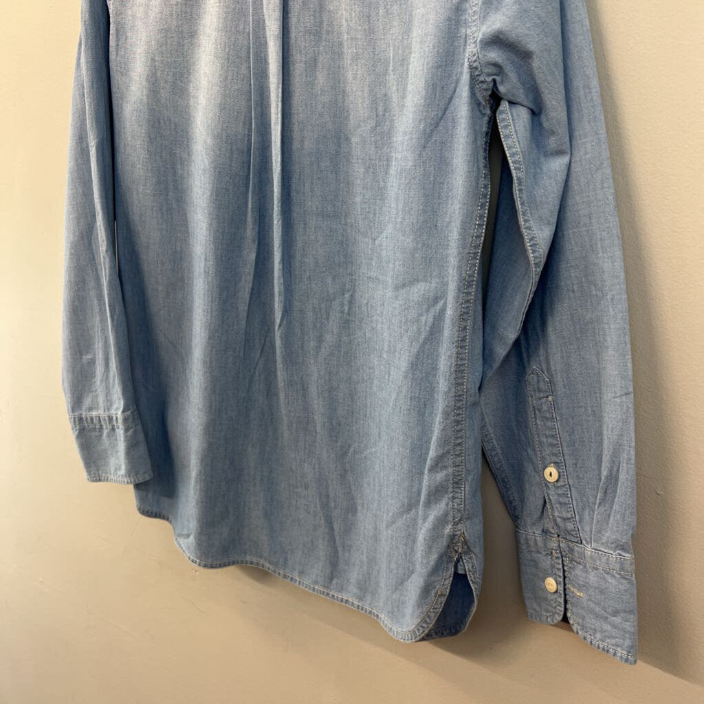 J Crew Blue Chambray Long Sleeve Button Down Top 4