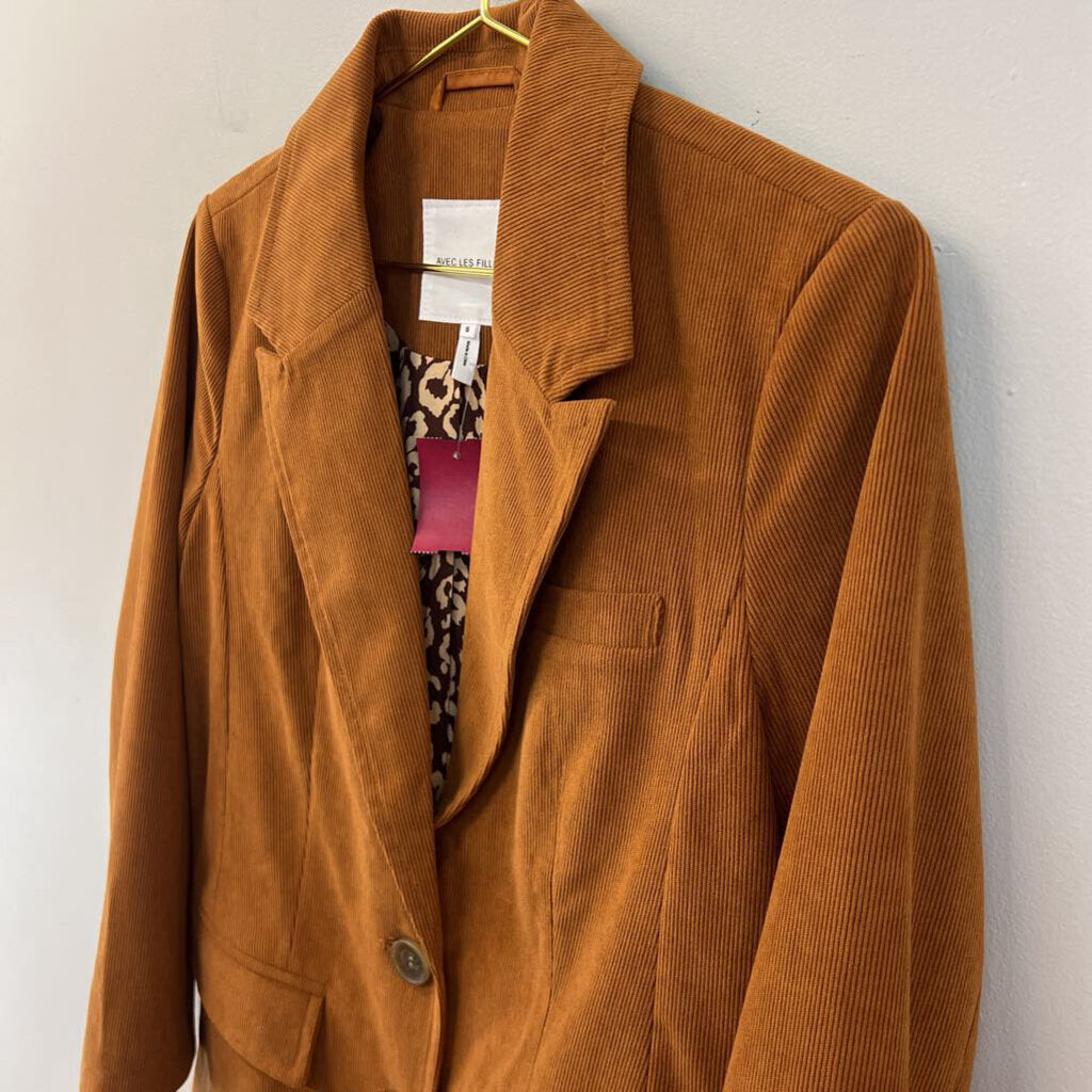 Avec Les Filles Brown Corduroy Blazer Jacket Small