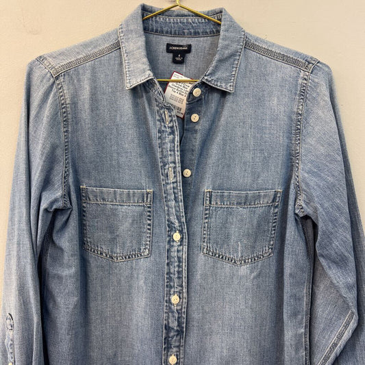 J Crew Blue Chambray Long Sleeve Button Down Top 4