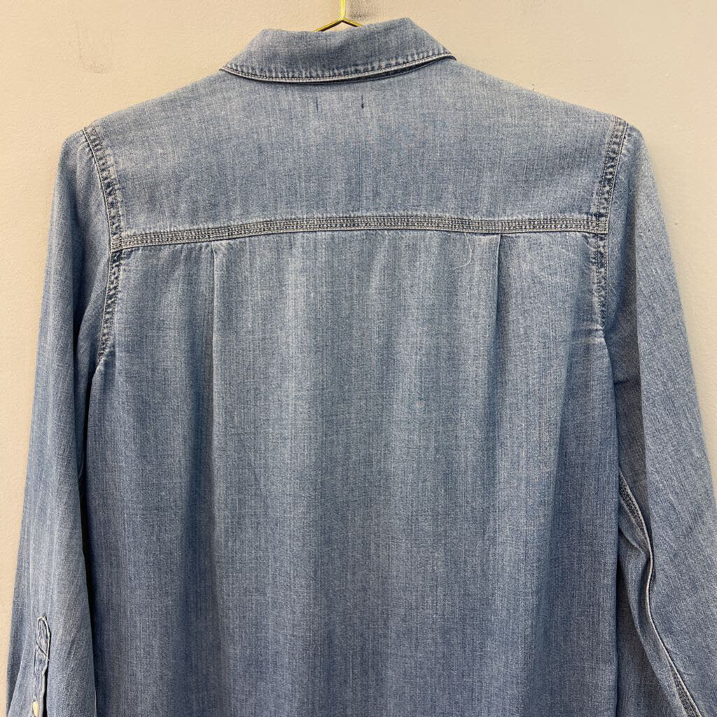 J Crew Blue Chambray Long Sleeve Button Down Top 4