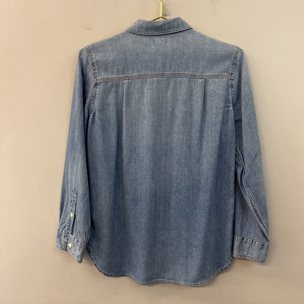 J Crew Blue Chambray Long Sleeve Button Down Top 4