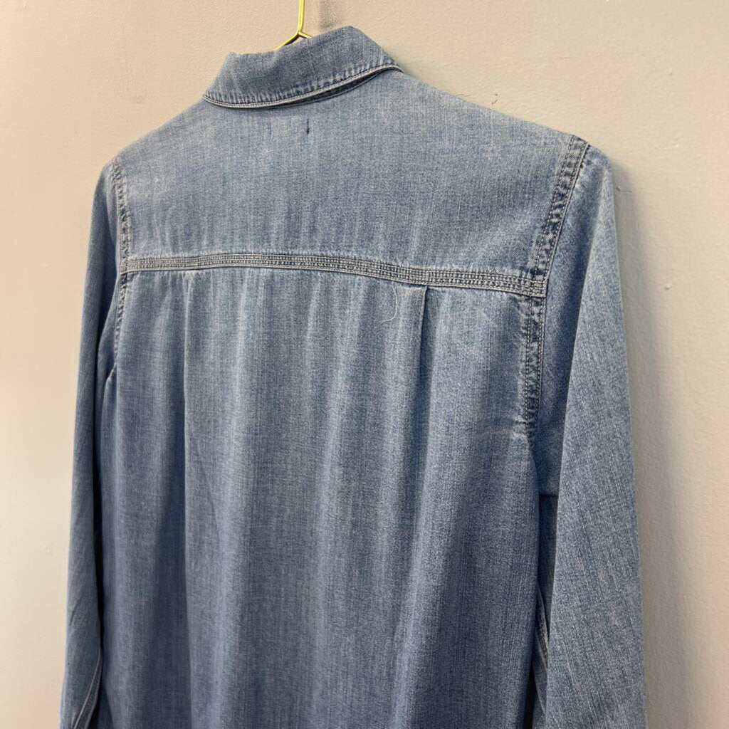 J Crew Blue Chambray Long Sleeve Button Down Top 4