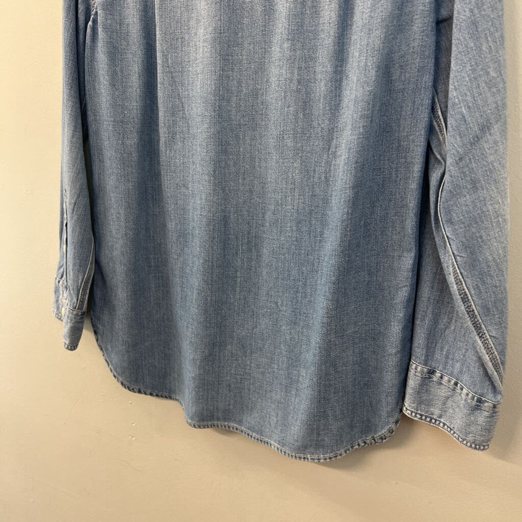 J Crew Blue Chambray Long Sleeve Button Down Top 4