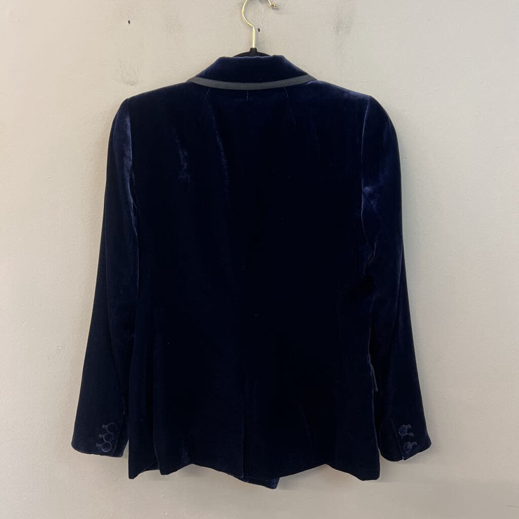 J Crew Blue Velvet Black Trim Blazer Jacket 2