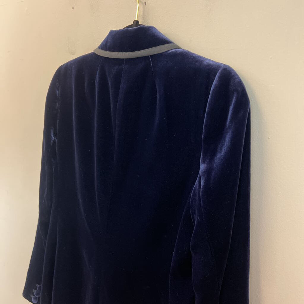 J Crew Blue Velvet Black Trim Blazer Jacket 2