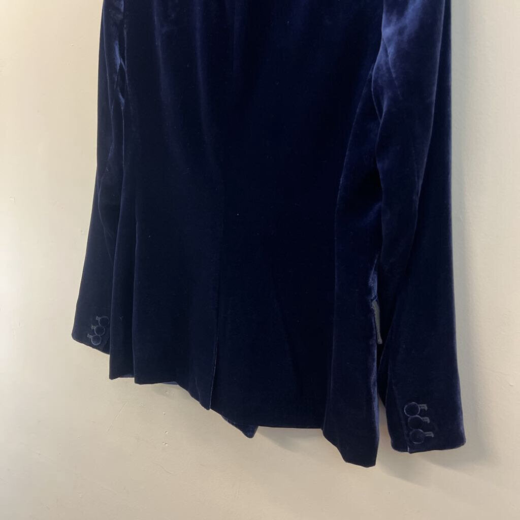 J Crew Blue Velvet Black Trim Blazer Jacket 2