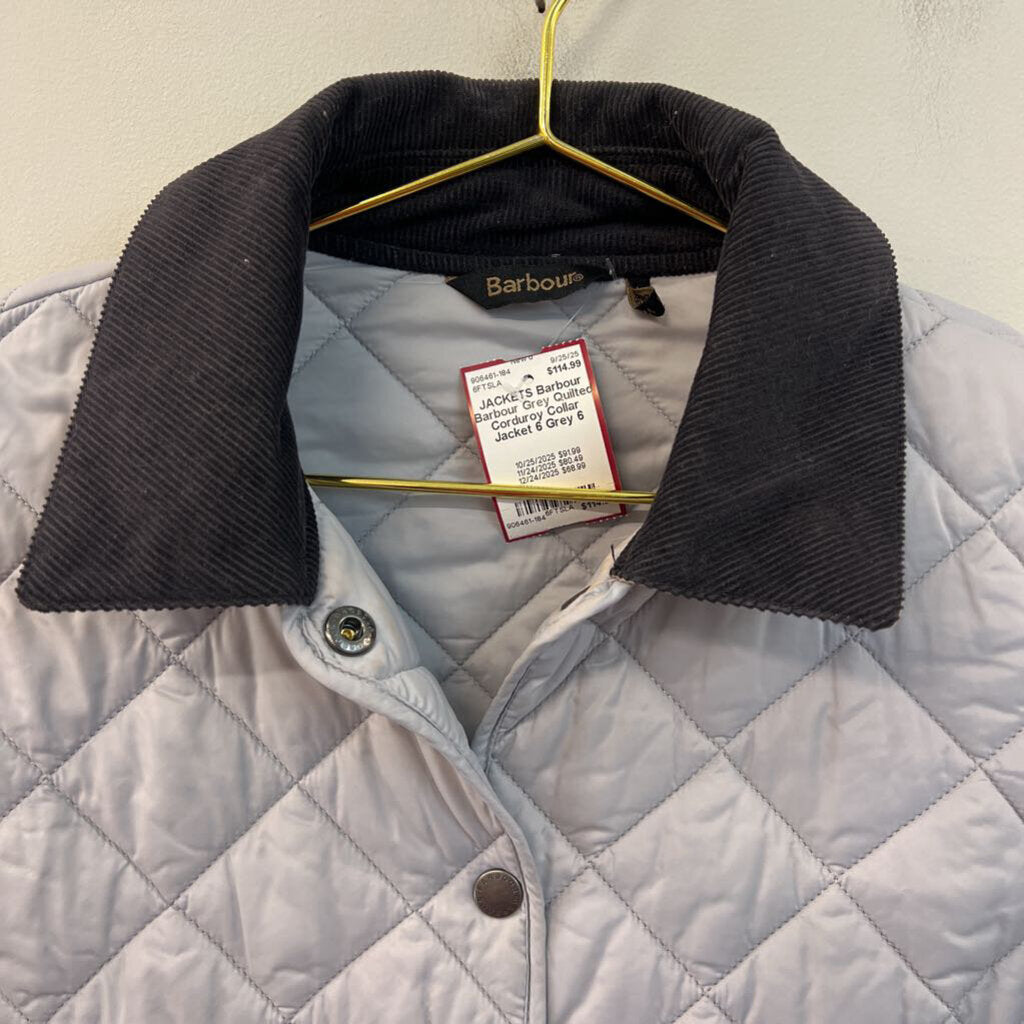 Barbour Grey Quilted Corduroy Collar Jacket 6