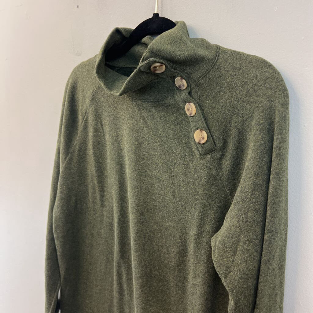 J Crew Green Button Mock Neck Long Sleeve Sweater Top Small