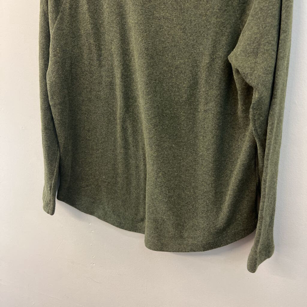 J Crew Green Button Mock Neck Long Sleeve Sweater Top Small