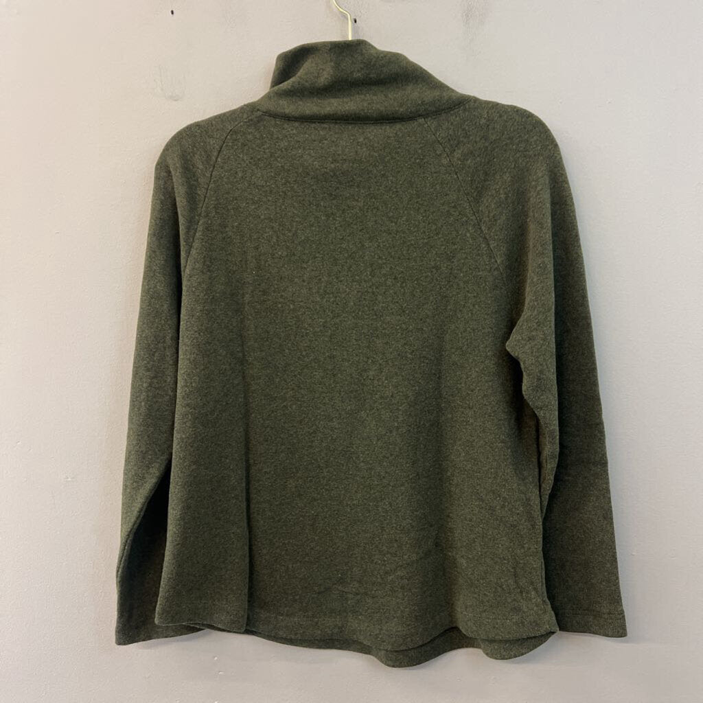 J Crew Green Button Mock Neck Long Sleeve Sweater Top Small