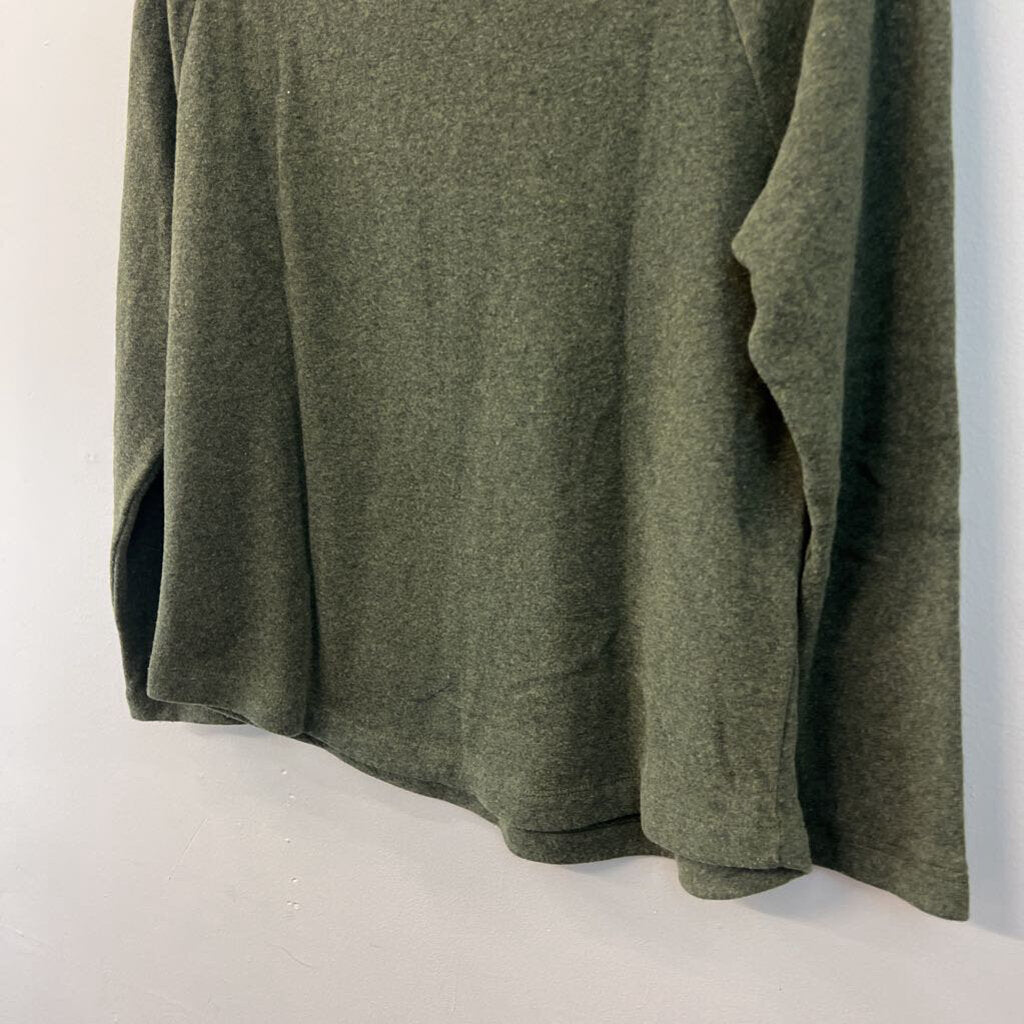 J Crew Green Button Mock Neck Long Sleeve Sweater Top Small