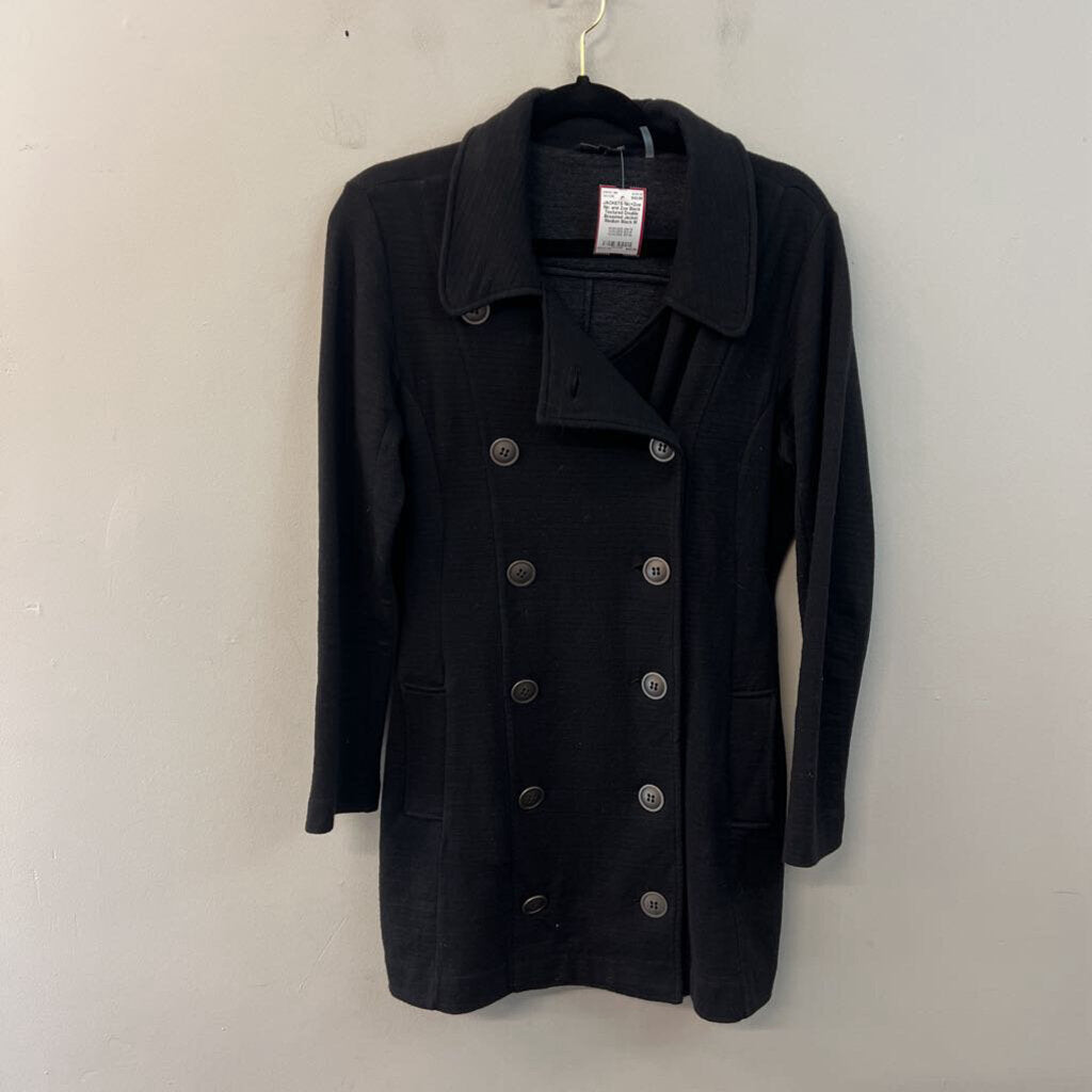 Nic and Zoe Black Textured Double Breasted Jacket Medium