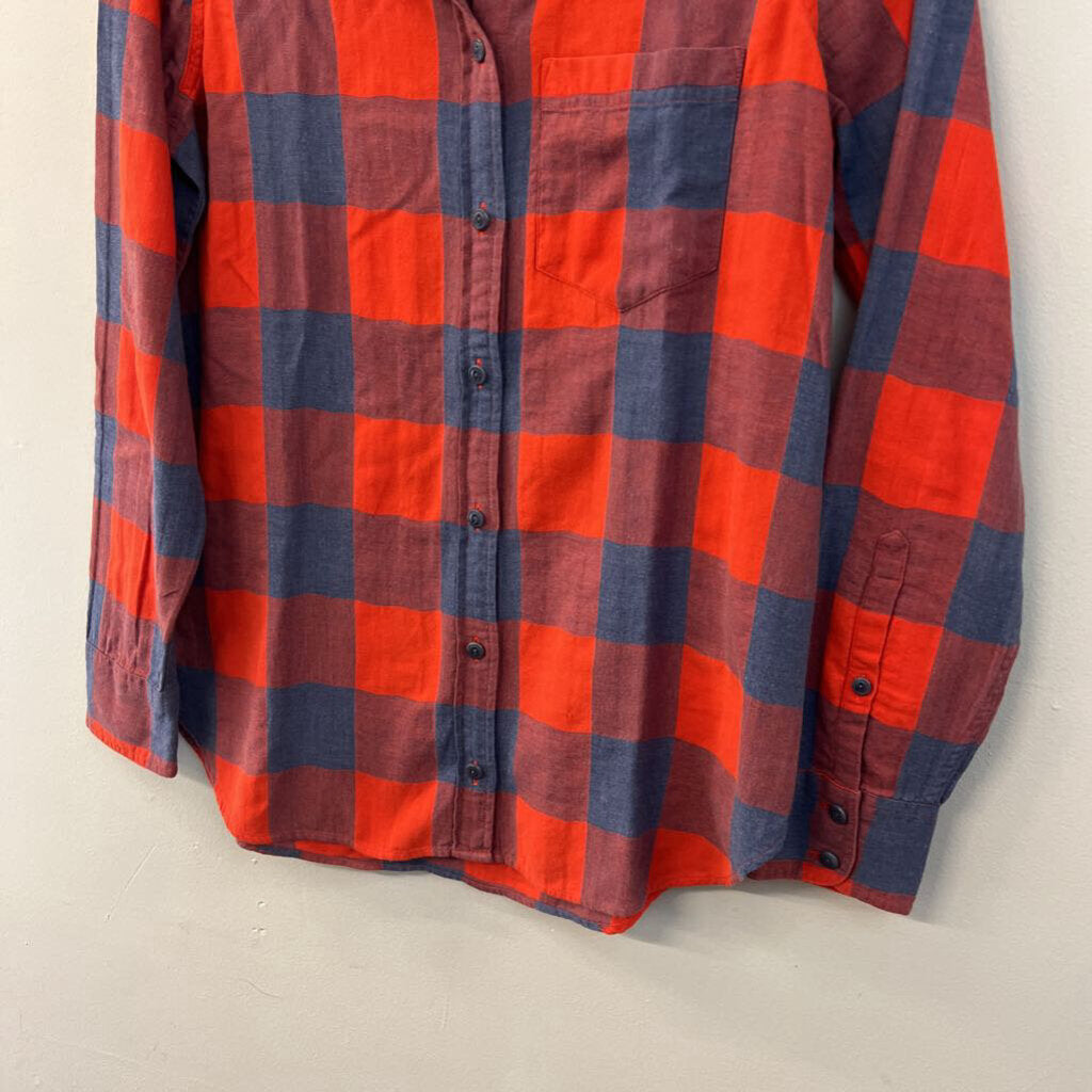 J Crew Red/ Blue Gingham Long Sleeve Button Down Top 2