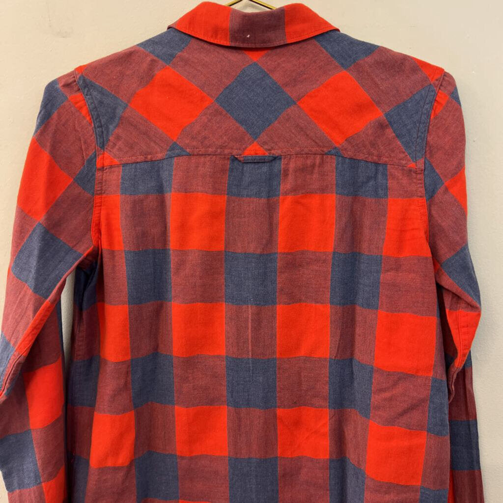 J Crew Red/ Blue Gingham Long Sleeve Button Down Top 2