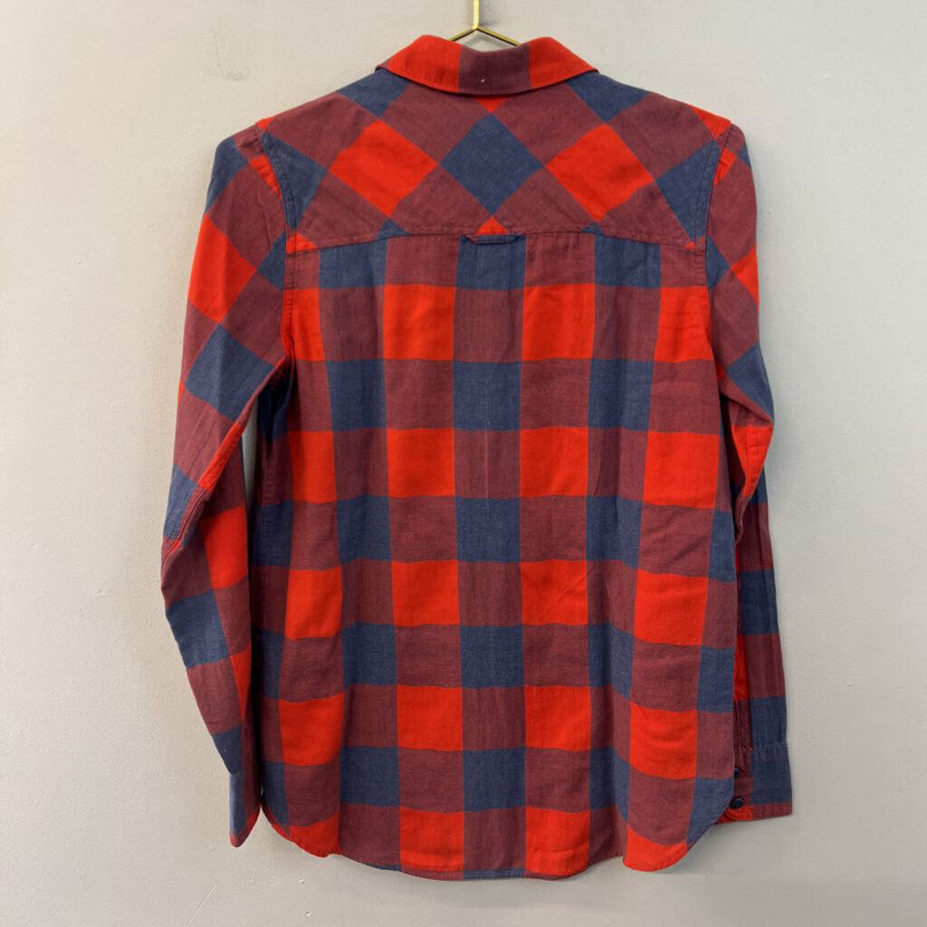 J Crew Red/ Blue Gingham Long Sleeve Button Down Top 2