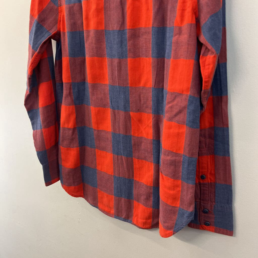 J Crew Red/ Blue Gingham Long Sleeve Button Down Top 2