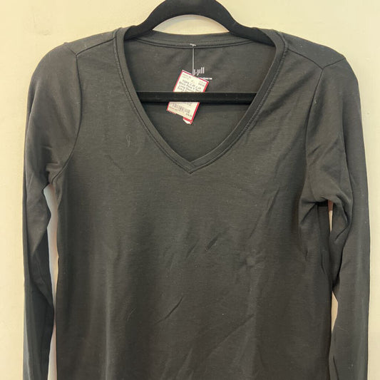 J Jill Black Pima V Neck Long Sleeve Top Extra Small Petite