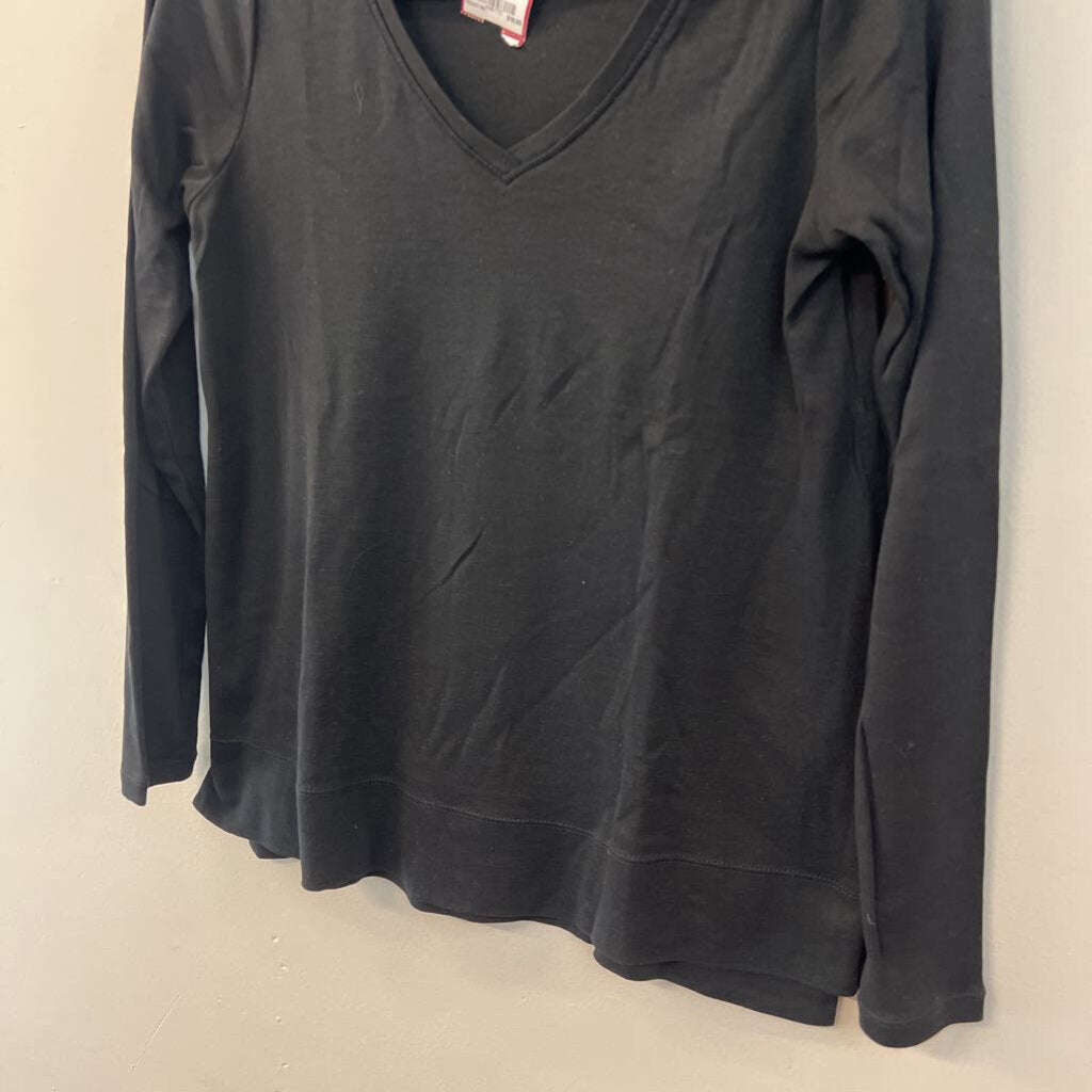 J Jill Black Pima V Neck Long Sleeve Top Extra Small Petite