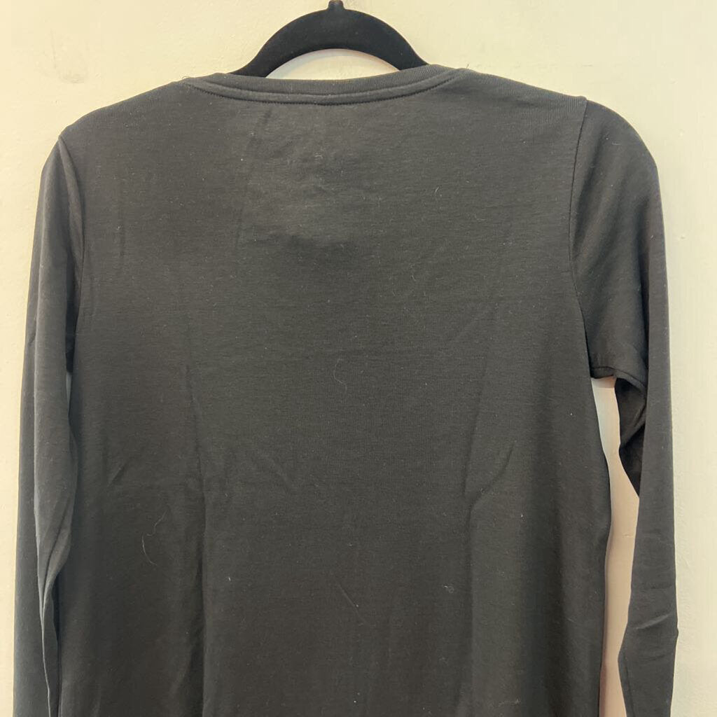 J Jill Black Pima V Neck Long Sleeve Top Extra Small Petite