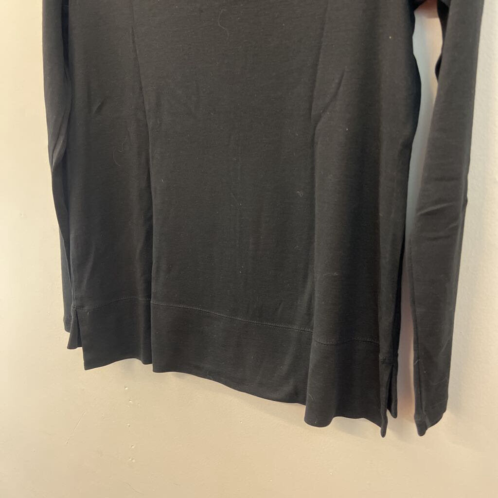 J Jill Black Pima V Neck Long Sleeve Top Extra Small Petite