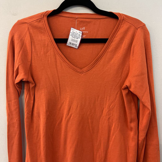 J Jill Orange Pima V Neck Long Sleeve Top Extra Small Petite