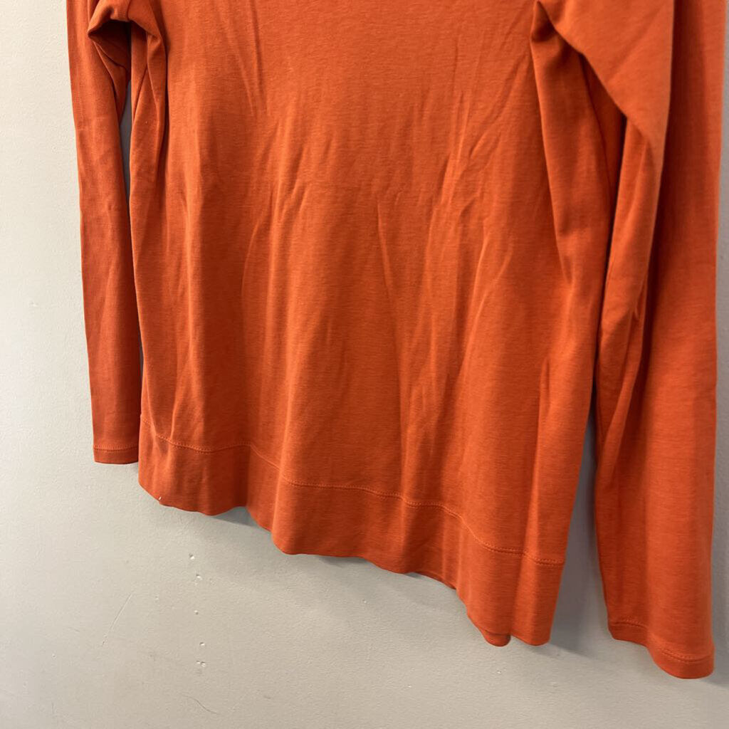 J Jill Orange Pima V Neck Long Sleeve Top Extra Small Petite