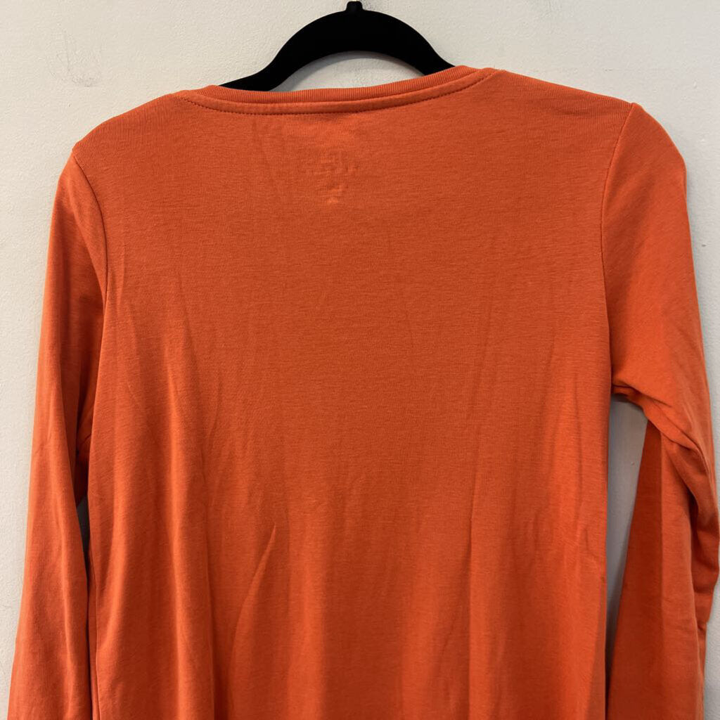 J Jill Orange Pima V Neck Long Sleeve Top Extra Small Petite