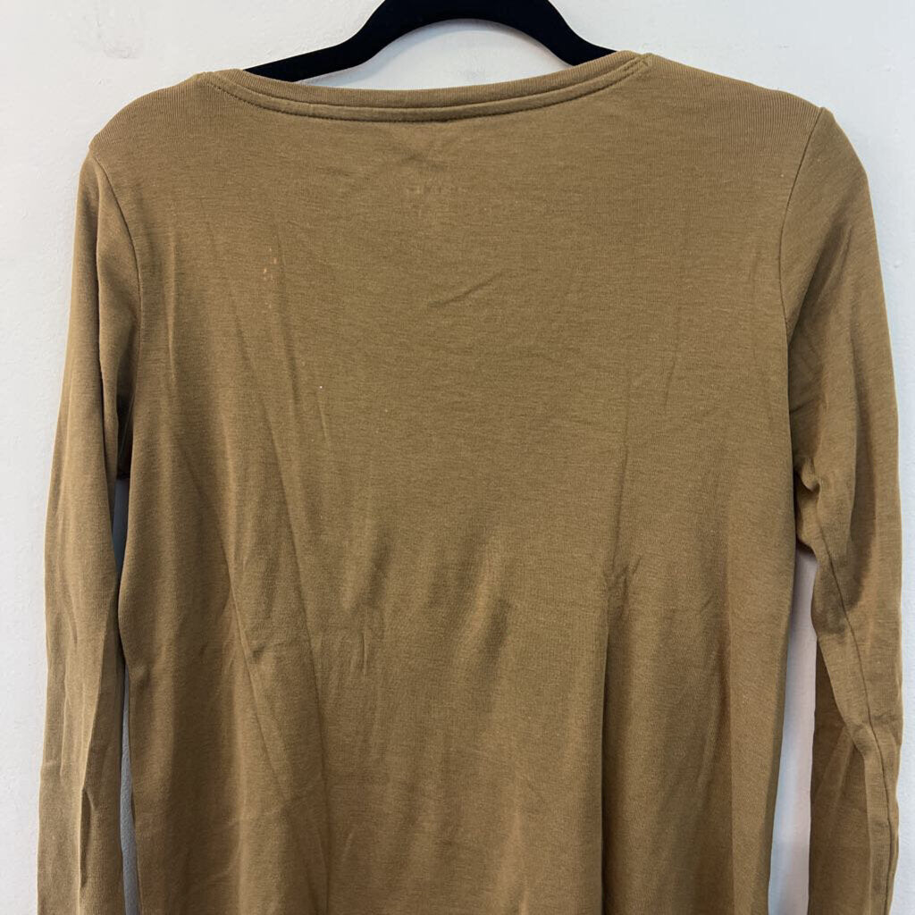 J Jill Olive Pima V Neck Long Sleeve Top Extra Small Petite