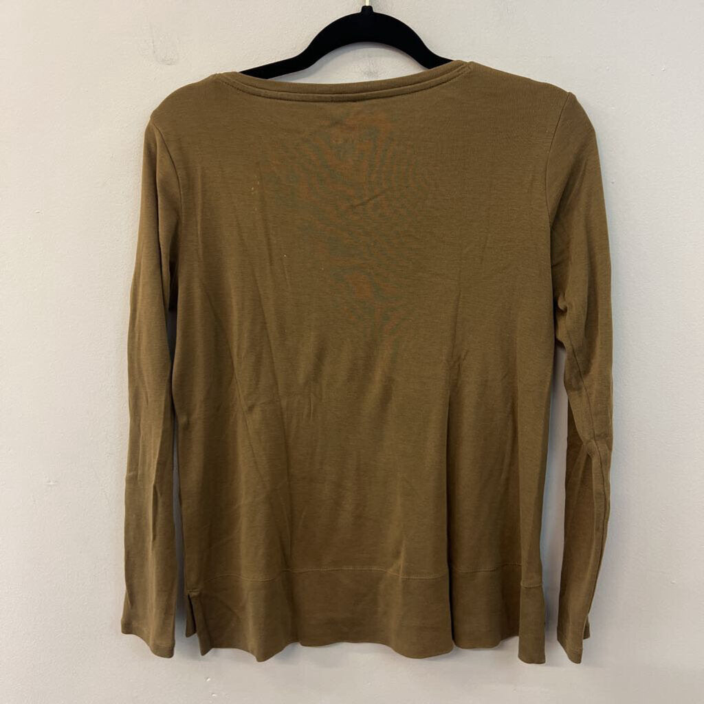 J Jill Olive Pima V Neck Long Sleeve Top Extra Small Petite