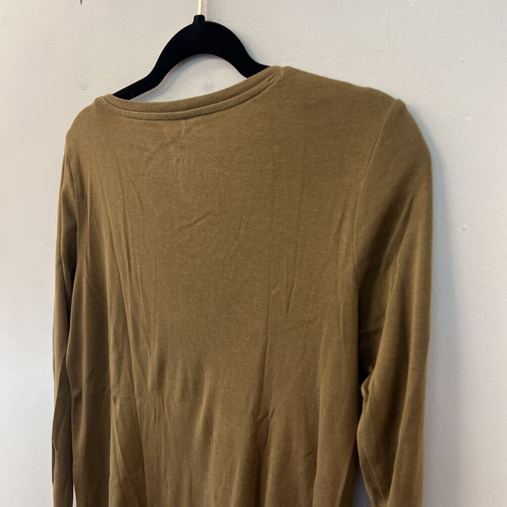 J Jill Olive Pima V Neck Long Sleeve Top Extra Small Petite