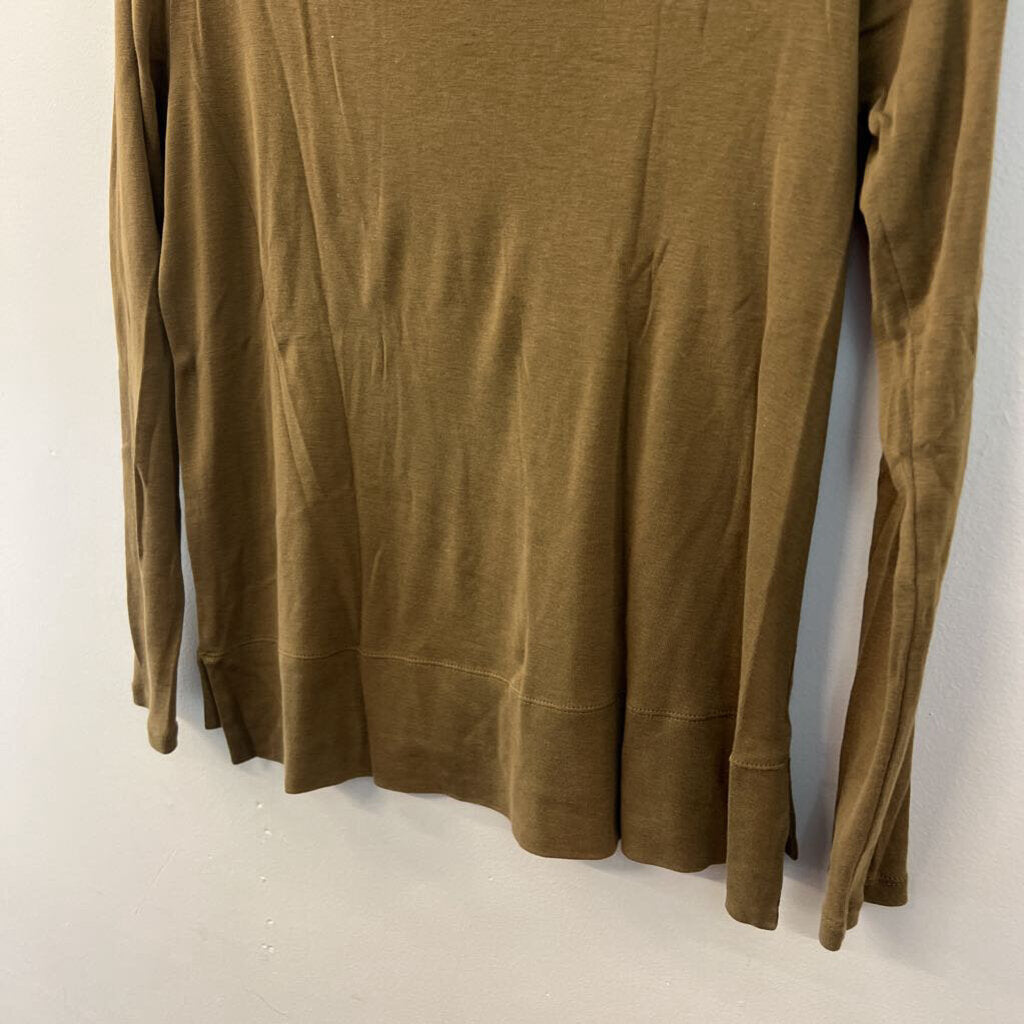 J Jill Olive Pima V Neck Long Sleeve Top Extra Small Petite