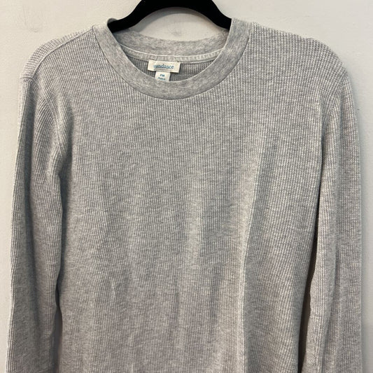 Sundance Grey Waffle Knit Long Sleeve Top Medium Petite
