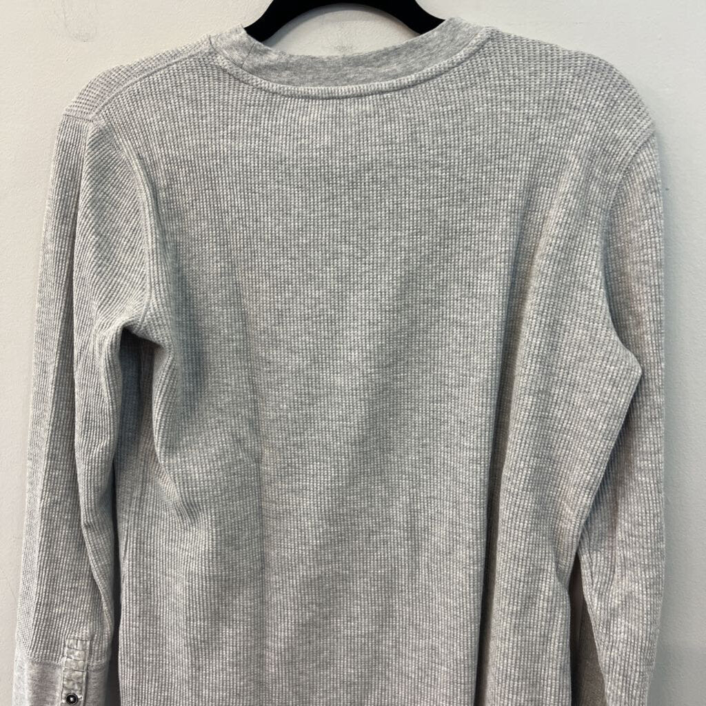 Sundance Grey Waffle Knit Long Sleeve Top Medium Petite