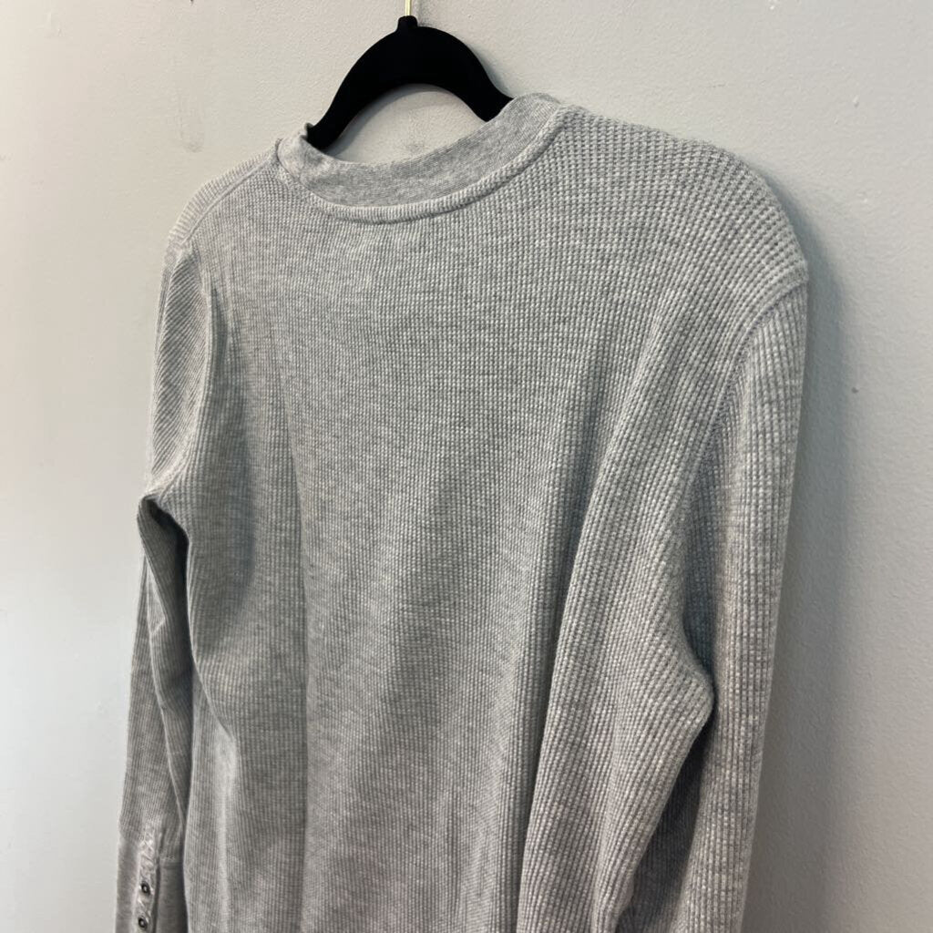 Sundance Grey Waffle Knit Long Sleeve Top Medium Petite