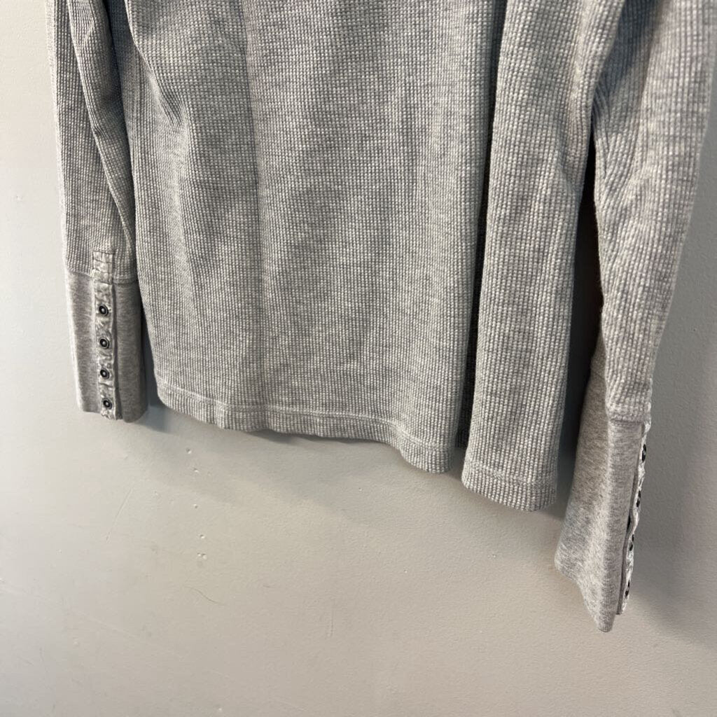 Sundance Grey Waffle Knit Long Sleeve Top Medium Petite