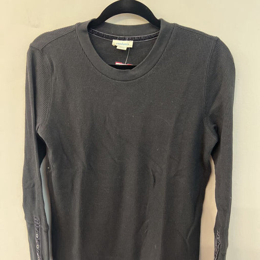 Sundance Black Waffle Knit Long Sleeve Top Medium Petite