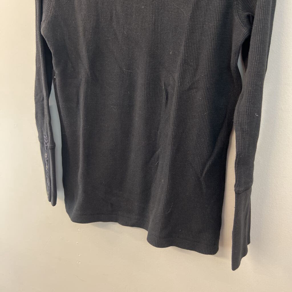 Sundance Black Waffle Knit Long Sleeve Top Medium Petite