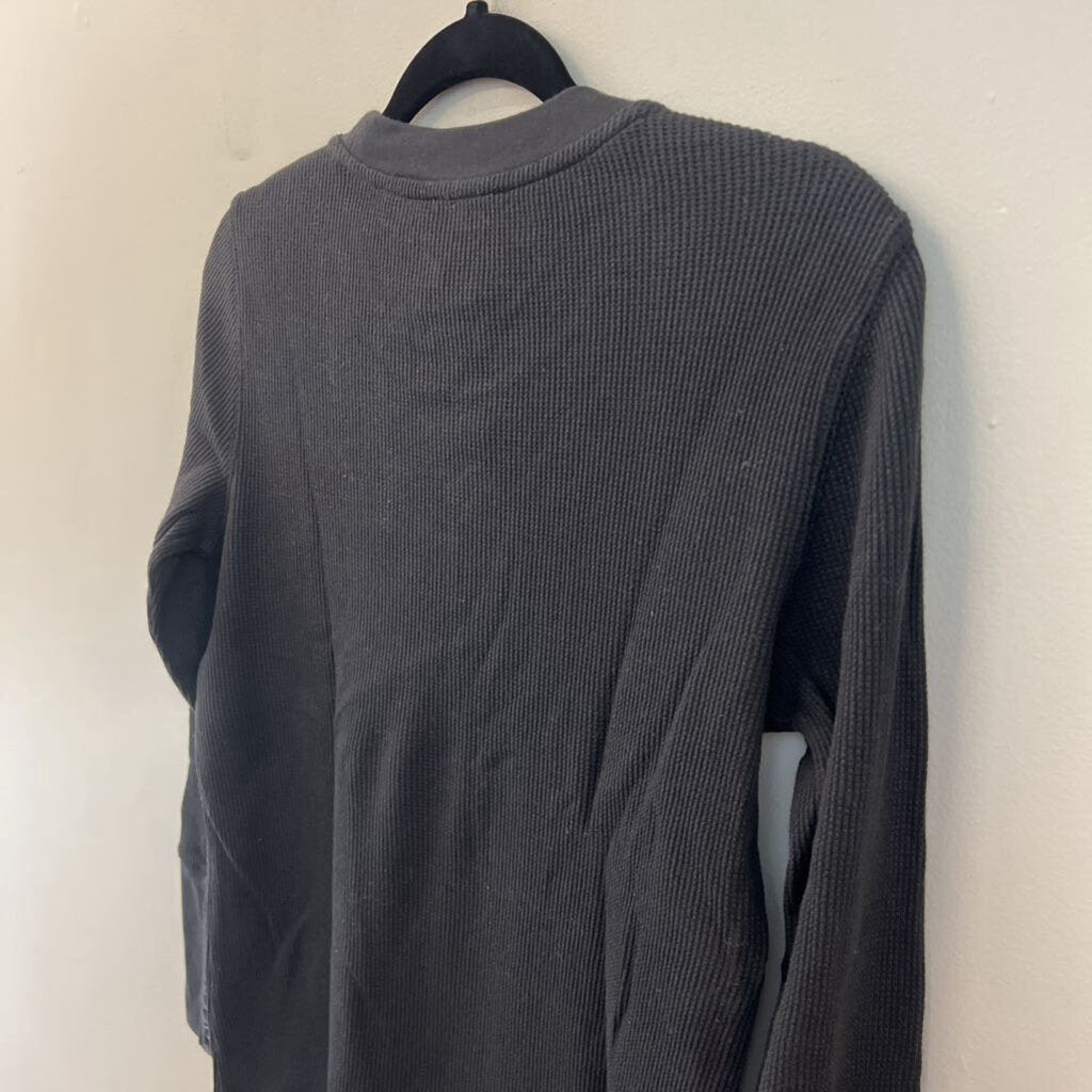Sundance Black Waffle Knit Long Sleeve Top Medium Petite