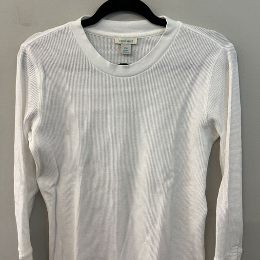 Sundance White Waffle Knit Long Sleeve Top Medium Petite