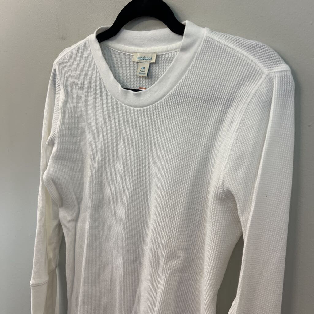 Sundance White Waffle Knit Long Sleeve Top Medium Petite