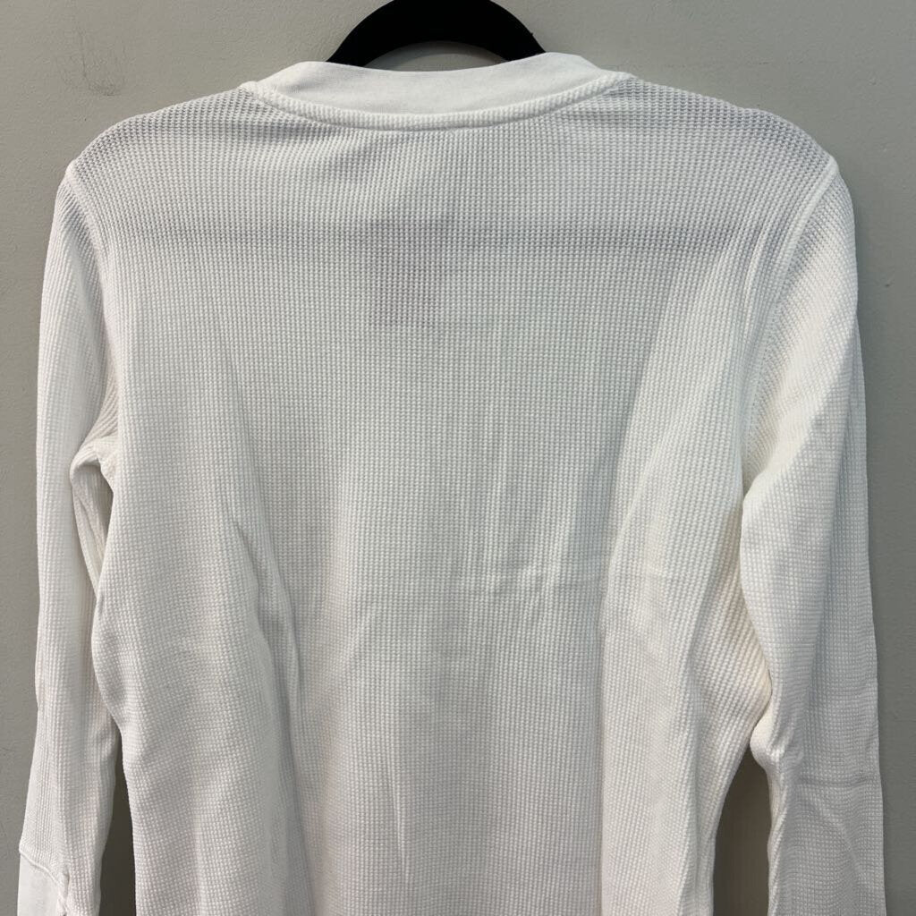 Sundance White Waffle Knit Long Sleeve Top Medium Petite